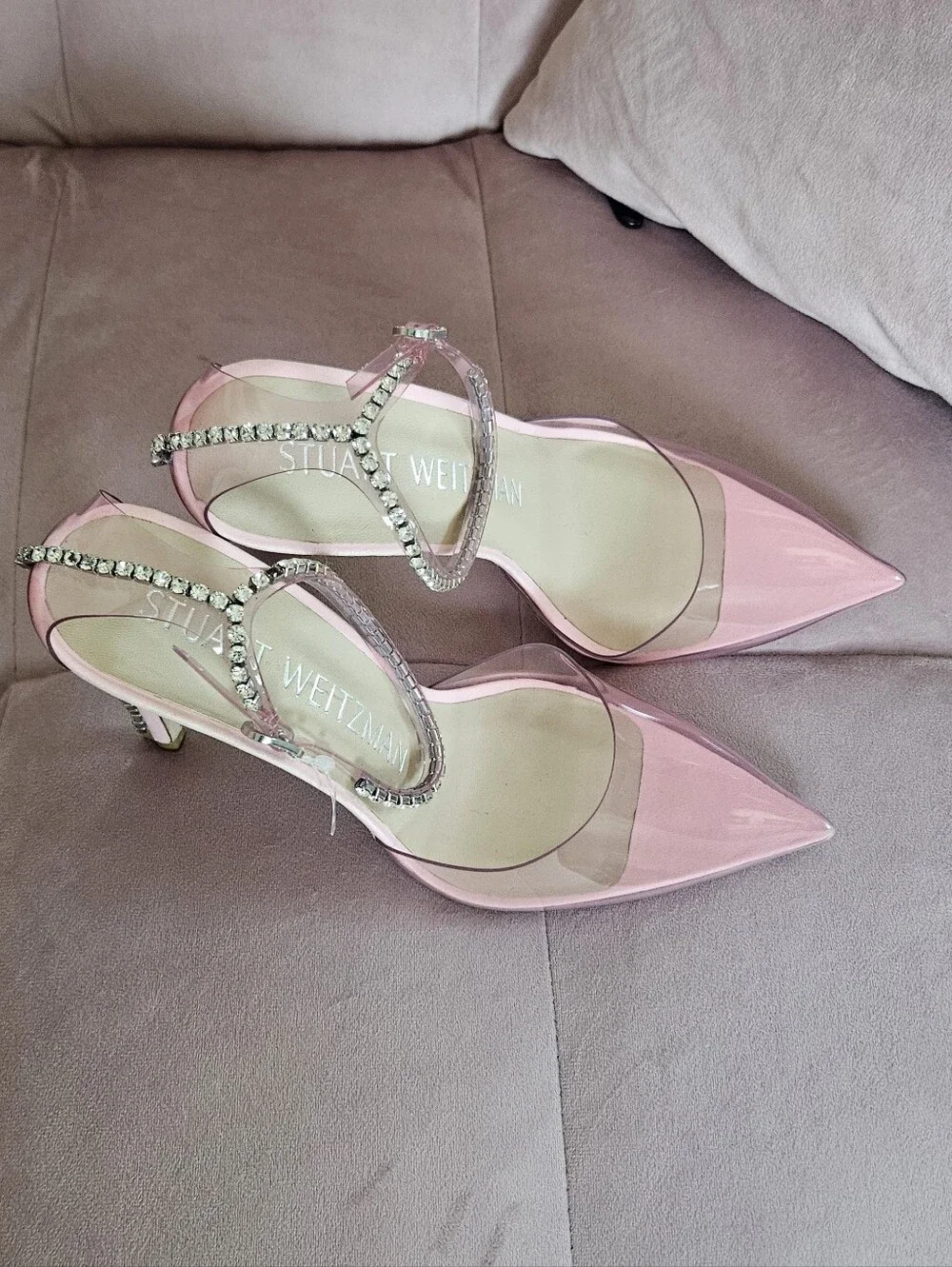 Stuart‎ Weitzman 100 Glam Pink Diamond Heels Size 7